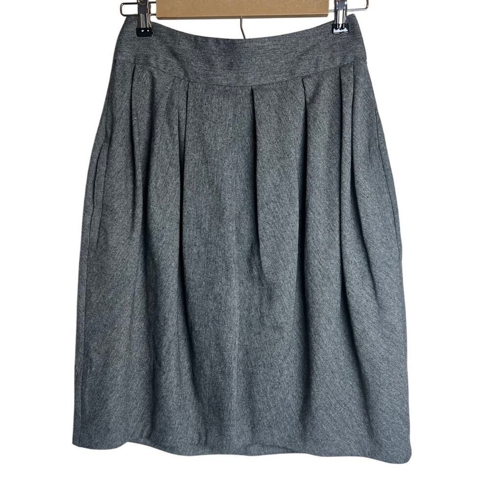 Nicole FARHI Grey Pleated Virgin Wool Blend Bubble Skirt Sz. 4